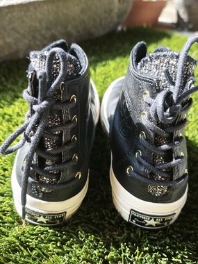 Converse Black High-Top Leather Sneakers with White Soles